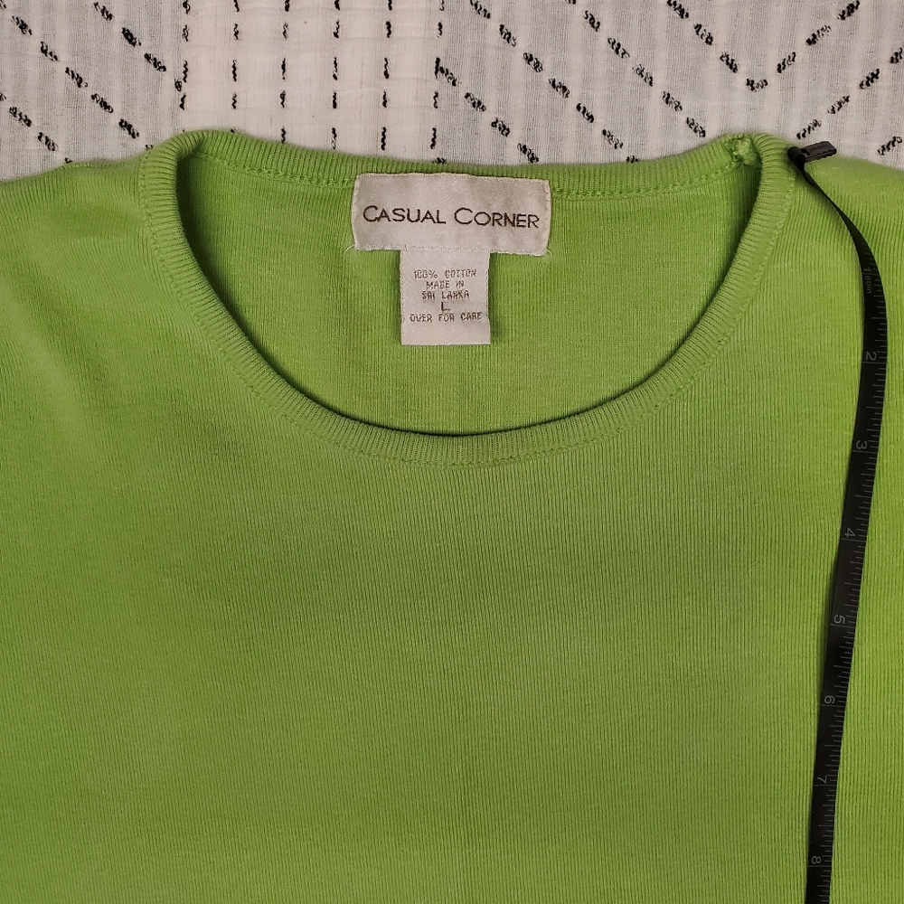 Vintage Y2K Casual Corner Lime Green Knit Top Minimalist Chartreuse 90s 00s